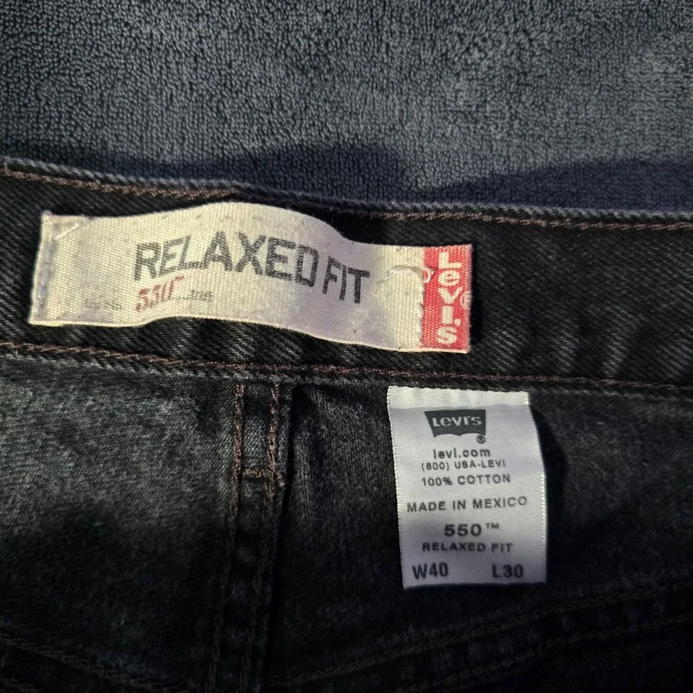 Levi's 550 Relaxed Fit Jeans Black Denim Pants‎ Classic Mens W40 L30 Mens 40x30